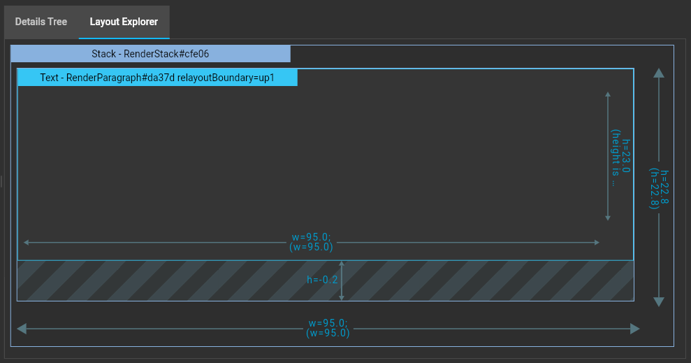 The new Layout Explorer shows layout details for fixed as well as flex layouts